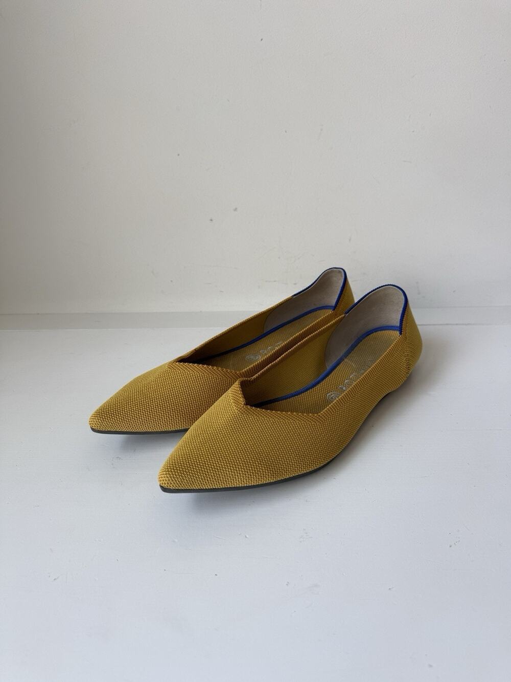 Rothy's The Point Knit Slip On Pointed Toe Ballet Flats Yellow Women 12.5 US